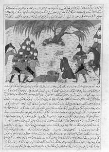 Alexander the Great and Dying Darius, Folio from a Majma al-Tavarikh..., ca. 1425. Creator: Unknown