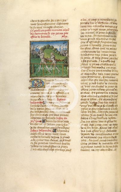 Alexander the Great and King Porus in Battle; Miroir Historial, about 1475. Creator: Unknown.