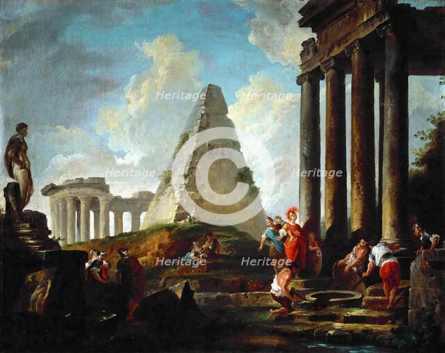 Alexander the Great Before the Tomb of Achilles. Artist: Robert, Hubert (1733-1808)