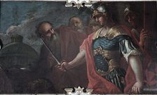 Alexander the Great Cutting the Gordian Knot, 1736-1737. Artist: Retti, Livio (1692-1751)