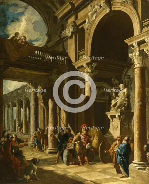 Alexander the Great Cutting the Gordian Knot, ca. 1718-1719. Artist: Panini, Giovanni Paolo (1691-1765)