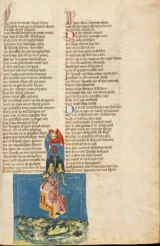 Alexander the Great in the Air; Weltchronik, about 1400-1410. Creator: Unknown