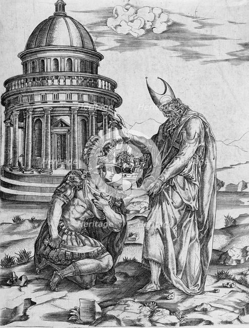 Alexander the Great kneeling before the High Priest of Ammon, between 1530 and 1536. Creator: Francesco Salviati.