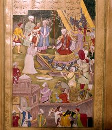 Alexander the Great of Macedon (Iskandar) is brought by a priestess to spare an idol from destructio