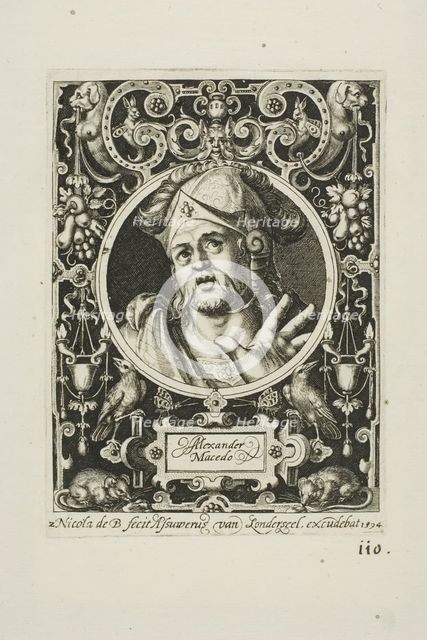 Alexander the Great, plate two from The Nine Worthies, 1594. Creator: Nicolaes de Bruyn.