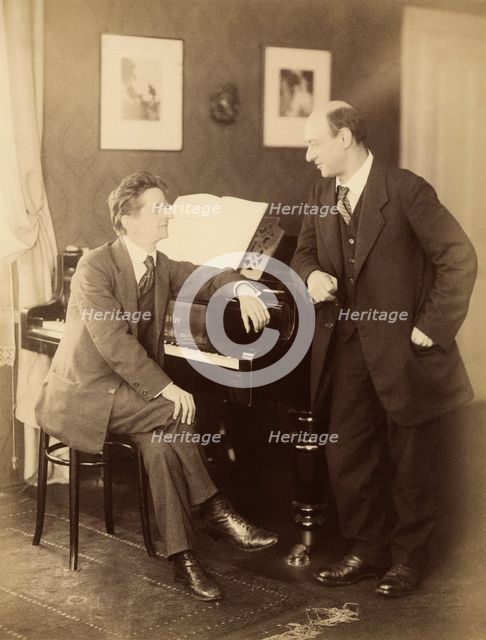 Alexander Zemlinsky and Arnold Schönberg in Prague, 1917. Creator: Photo studio Schlosser & Wenisch, Prague  .