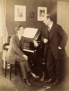 Alexander Zemlinsky and Arnold Schönberg in Prague, 1917. Creator: Photo studio Schlosser & Wenisch, Prague