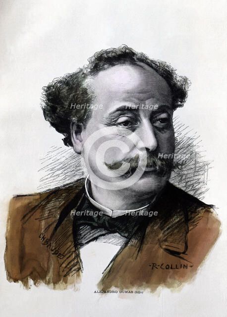 Alexandre Dumas (son) (1824-1896), French writer, 1895 engraving,.