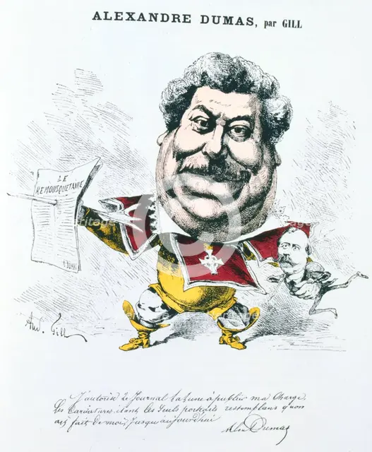 Alexandre Dumas the Elder, French novelist and playwright, c1860-1885 Artist: Andre Gill