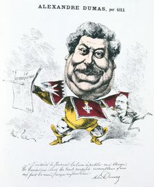 Alexandre Dumas the Elder, French novelist and playwright, c1860-1885 Artist: Andre Gill