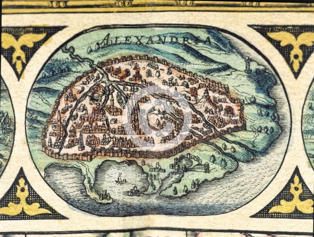Alexandria, colored engraving from the book 'Le Theatre du monde' or 'Nouvel Atlas', 1645, create…