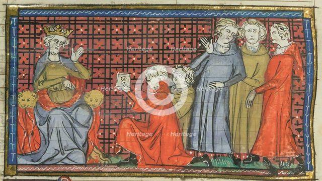 Alexios I Komnenos and Hugh of Vermandois, 1337. Creator: Maître de Fauvel (active 1314-1340).