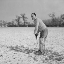 Alf Cannon, goalkeeper for the hockey team at Laing's Sports Club, Barnet, London, 08/02/1956. Creator: John Laing plc