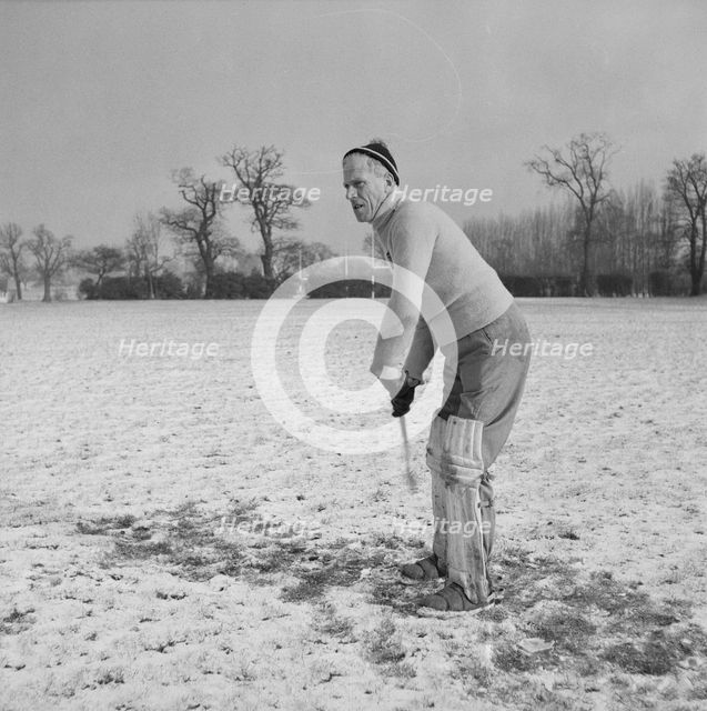 Alf Cannon, goalkeeper for the hockey team at Laing's Sports Club, Barnet, London, 08/02/1956. Creator: John Laing plc.