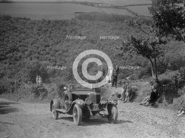 Alfa Romeo RL competing in the Mid Surrey AC Barnstaple Trial, Beggars Roost, Devon, 1934. Artist: Bill Brunell.