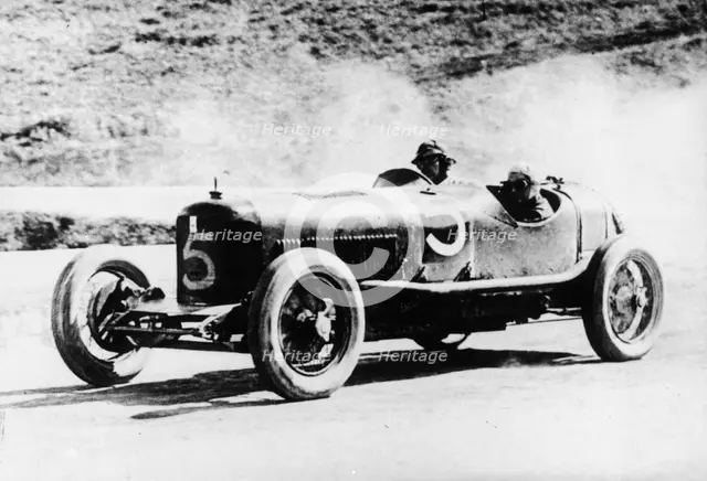Alfieri Maserati and Guerino Bertocchi in a Type 26 Maserati, Targa Florio race, Sicily, 1926. Artist: Unknown