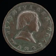 Alfonso V of Aragon, 1394-1458, King of Naples and Sicily 1442 [obverse], c. 1450. Creator: Paolo da Ragusa