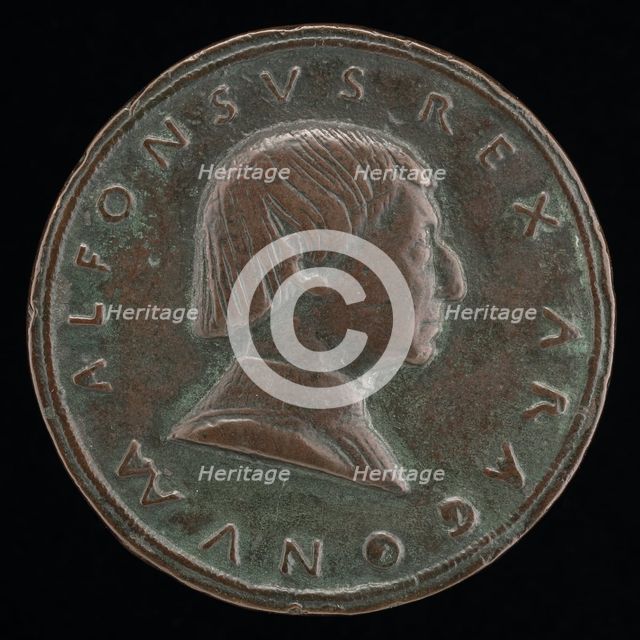 Alfonso V of Aragon, 1394-1458, King of Naples and Sicily 1442 [obverse], c. 1450. Creator: Paolo da Ragusa.