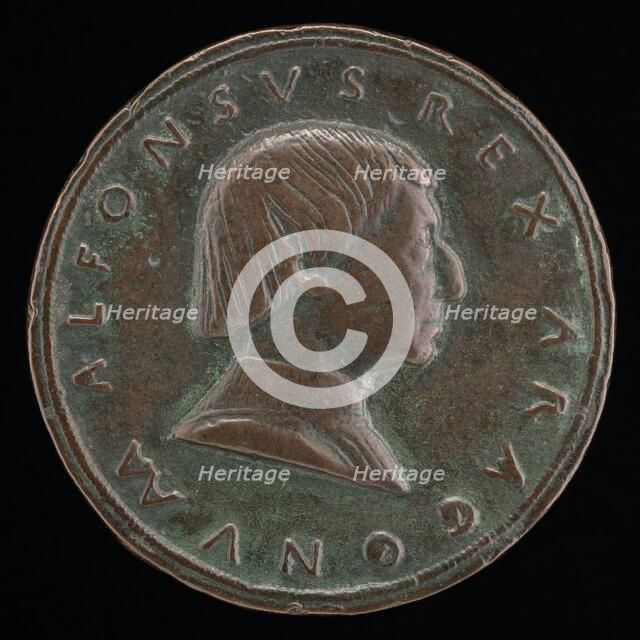 Alfonso V of Aragon, 1394-1458, King of Naples and Sicily 1442 [obverse], c. 1450. Creator: Paolo da Ragusa.