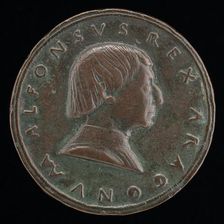 Alfonso V of Aragon, 1394-1458, King of Naples and Sicily 1442 [obverse], c. 1450. Creator: Paolo da Ragusa