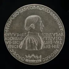 Alfonso V of Aragon, 1394-1458, King of Naples and Sicily 1443 [obverse], c. 1449. Creator: Pisanello