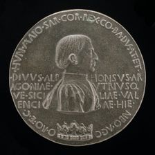 Alfonso V of Aragon, 1394-1458, King of Naples and Sicily 1443 [obverse], c. 1449. Creator: Pisanello