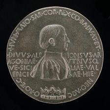 Alfonso V of Aragon, 1394-1458, King of Naples and Sicily 1443 [obverse], c. 1449. Creator: Pisanello