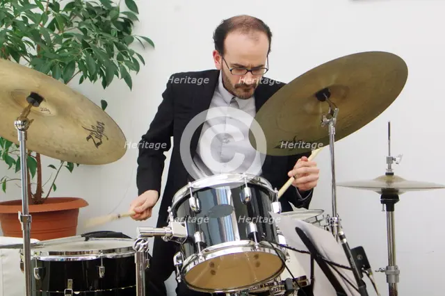 Alfonso Vitale, Stuart Henderson Quartet, Clocktower Cafe Jazz Club, Croydon, London, April 2025. Creator: Brian O'Connor.