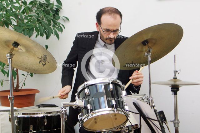 Alfonso Vitale, Stuart Henderson Quartet, Clocktower Cafe Jazz Club, Croydon, London, April 2025. Creator: Brian O'Connor.