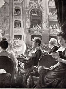 Alfonso XIII King of Spain. (1886-1941) on the theatre box during the gala performance at the O…