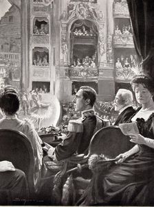 Alfonso XIII King of Spain. (1886-1941) on the theatre box during the gala performance at the O…