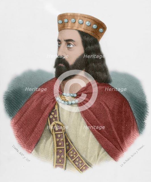 Alfonso I of Asturias, called the Catholic, (693-757), King of Asturias, (739-757), 1869.  Creator: Santiago Llanta.