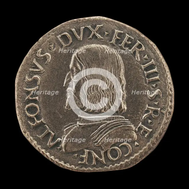 Alfonso I d'Este, 1476-1534, 3rd Duke of Ferrara, Modena and Reggio 1505 [obverse], 16th century. Creator: Unknown.