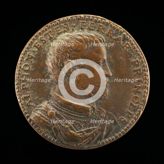 Alfonso II d'Este, 1533-1597, 5th Duke of Ferrara 1559 [obverse], 1552/1590. Creator: Domenico Poggini.