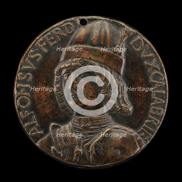 Alfonso II of Aragon, 1448-1495, Duke of Calabria 1458, afterwards King of Naples...[obverse], 1481. Creator: Andrea Guacialoti.
