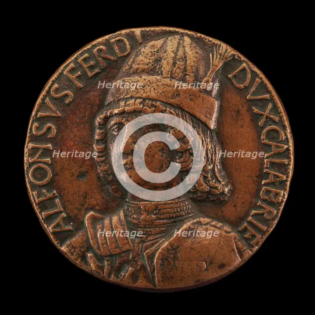 Alfonso II of Aragon, 1448-1495, Duke of Calabria 1458, afterwards King of Naples...[obverse], 1481. Creator: Andrea Guacialoti.