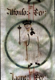 Alfonso III The Liberal (1285 - 1291), King of Catalonia and Aragon. Miniature of the 15th cent…