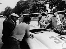 Alfred Neubauer with a Mercedes, Avus motor racing circuit, Berlin, Germany, 1938