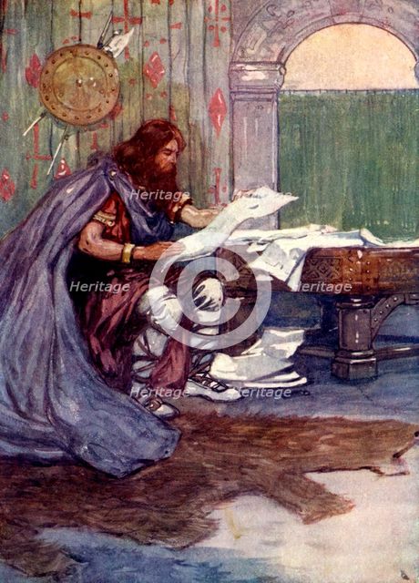 'Alfred found much pleasure in reading', 9th century, (1905).Artist: A S Forrest