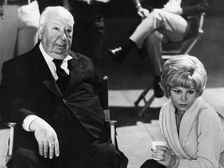 Alfred Hitchcock and Barbara Harris on the set of Family Plot 1976. Creator: Unknown