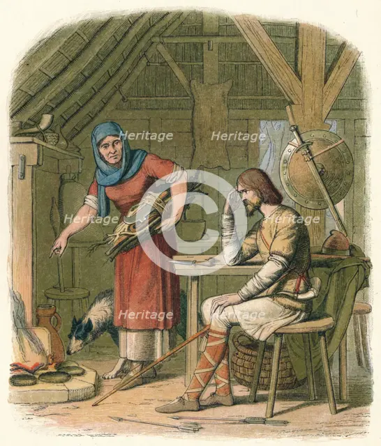 'Alfred in the neatherd's cottage', c878 (1864). Artist: James William Edmund Doyle.