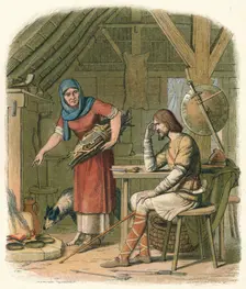 Alfred in the neatherd's cottage c878 (1864). Artist: James William Edmund Doyle