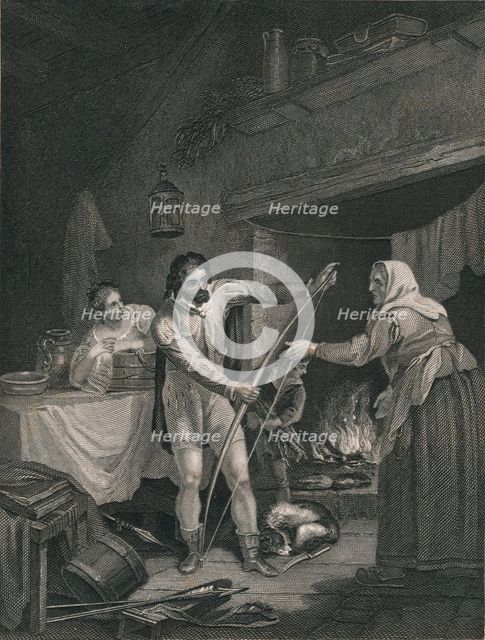 'Alfred in the Neatherd's Cottage', (mid 19th century).  Creator: J Rogers.
