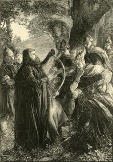 Alfred the Great, Disguised as a Harper, Playing Before Guthrum (878), 1890. Creator: Unknown