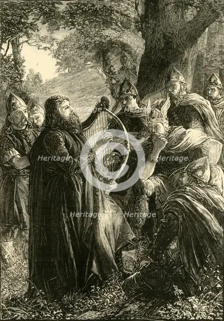 'Alfred the Great, Disguised as a Harper, Playing Before Guthrum', (878), 1890.   Creator: Unknown.