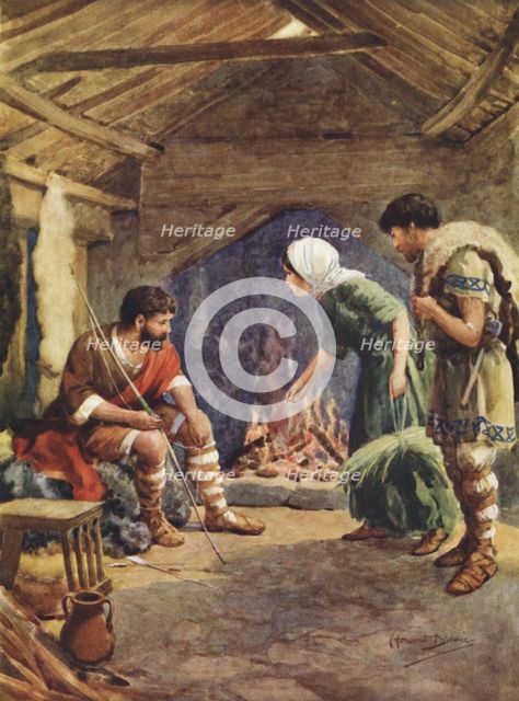 'Alfred the Great in the Neat-Herd's Cottage', 1925. Creator: Howard Davie.