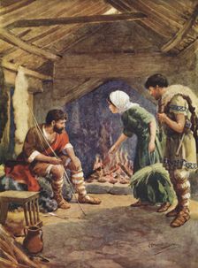 Alfred the Great in the Neat-Herd's Cottage 1925. Creator: Howard Davie