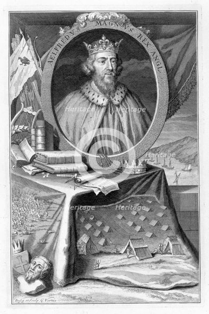Alfred the Great, King of Wessex, 9th century (18th century). Creator: George Vertue.