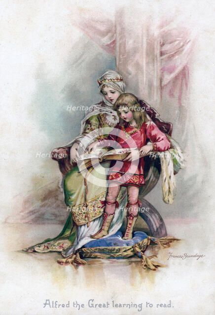 'Alfred the Great learning to read', 1897.Artist: Frances Brundage