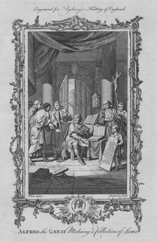 Alfred the Great making a collection of Laws 1773. Creator: Charles Grignion